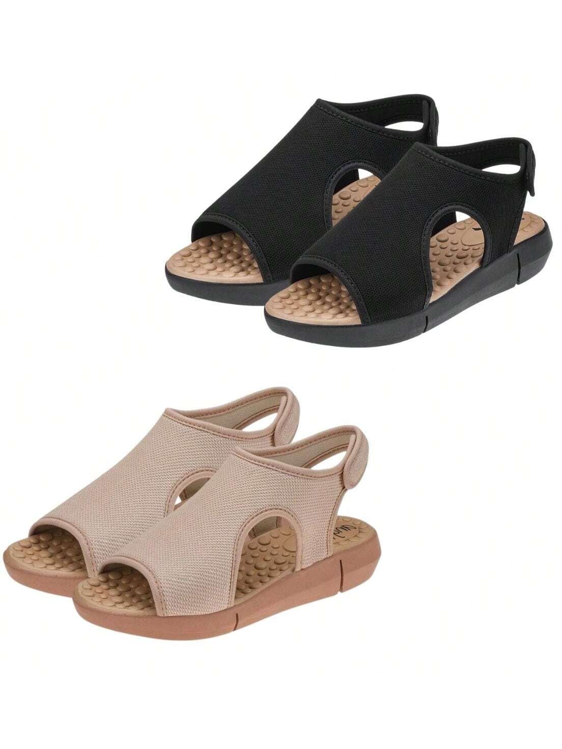 Modare Kit 2 pares Sandália Chinelo Feminino Esporão Chinela Tamanco Ortopédico Massageador